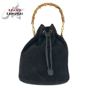 Gucci Bamboo bag black suede leather Handbag